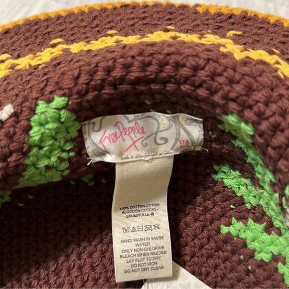 free people OS Palm Springs Palm TreeβBrown Gold Crochet Knit Brim Hat - Picture 9 of 9